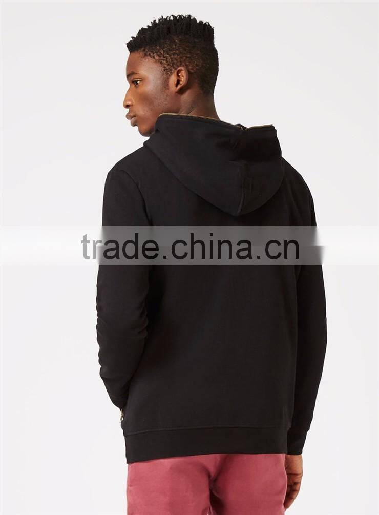 Plain Black Half Zip Classic Fit Hoodie With Zipper Pockets Front Blank Men Sweatshirt With Custom Tags