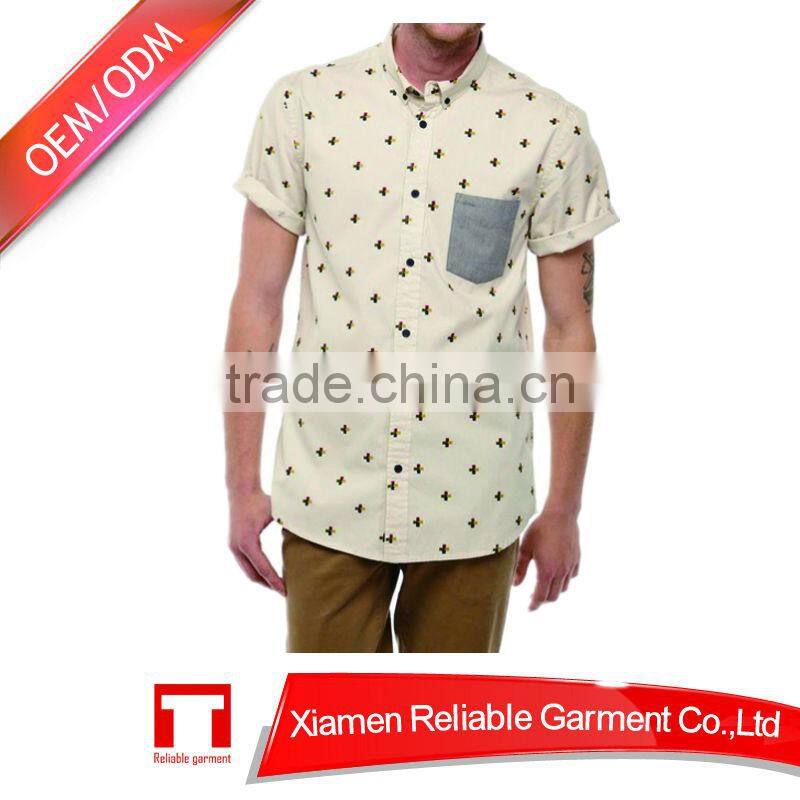 Men's casual polka dot shirt with side pocket