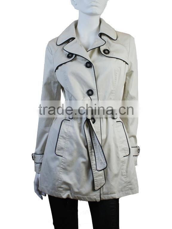 High Quality Fashion ladies office coat 2014 custom made jacket white trench lady