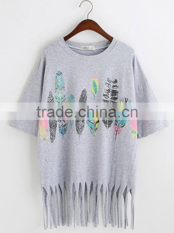 Women Clothes Fashion Printed T-shirt 100%Cotton T-shirt