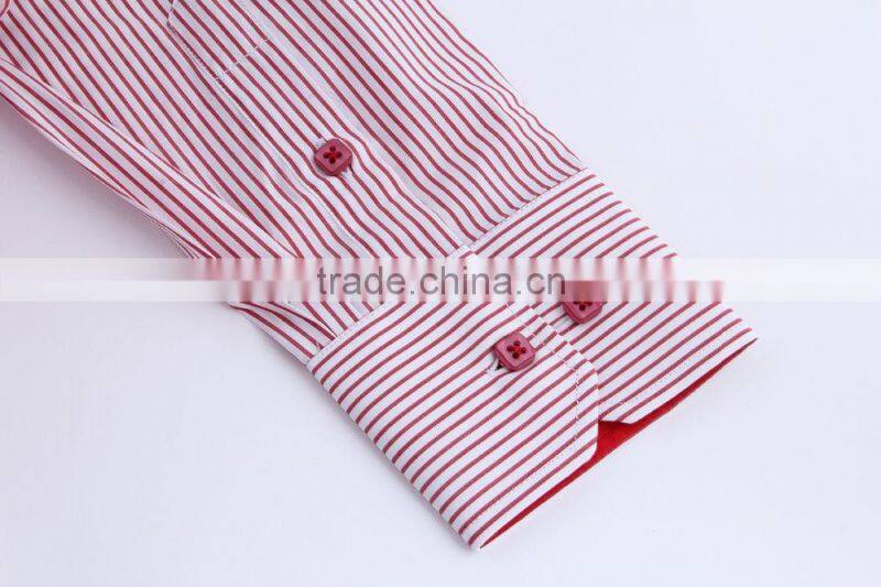 100% cotton red stripe double collar mens dress shirts