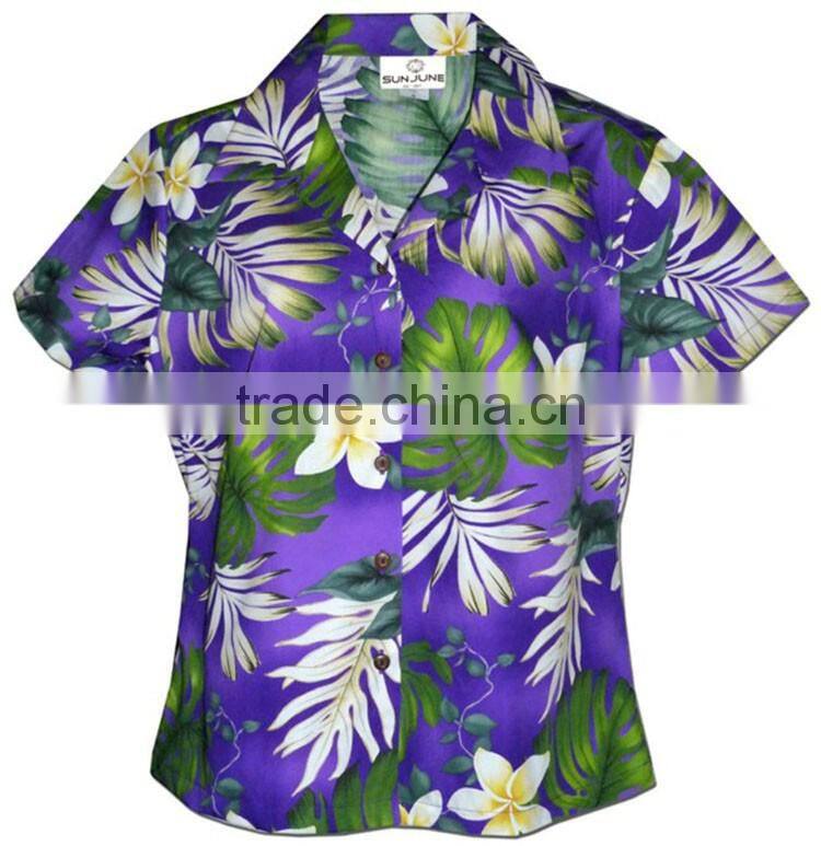 2015 fashion new style custom printed ladies hawaiian shirts