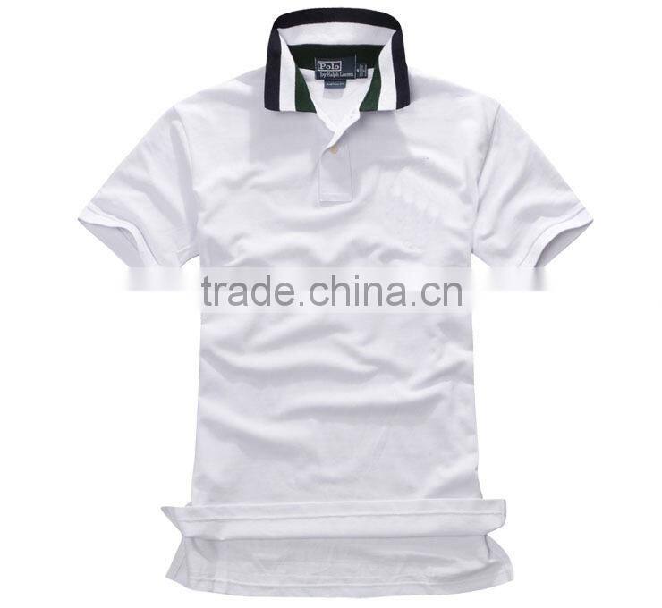 white fashion stripe collar polo t shirt for men