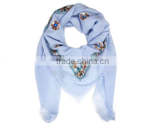 hot sale square headscarf pure cotton embroidery shawl scarf muslim hijab scarf for women