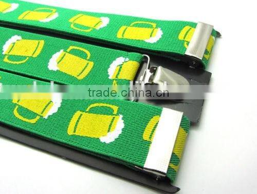 Women's/Men's Adjustable Clip-on Unisex 3.5cm Suspenders Green Yellow Deutsch Wein und Bier-Festivals 2016