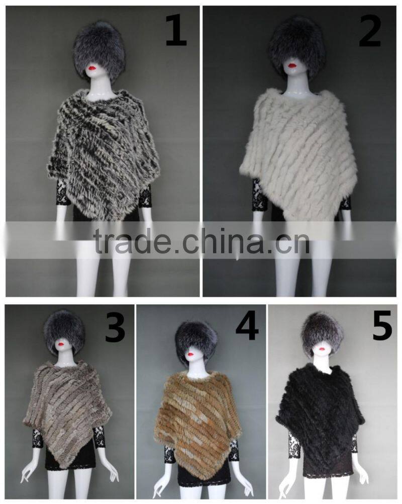 Factory Direct Sale Triangle Rabbit Fur Knitting Shawl Lady Favourite