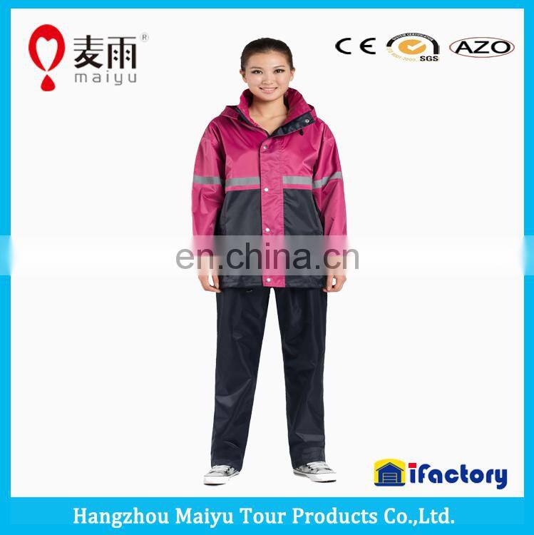 Maiyu high quality waterproof windbreaker rain suit with hood