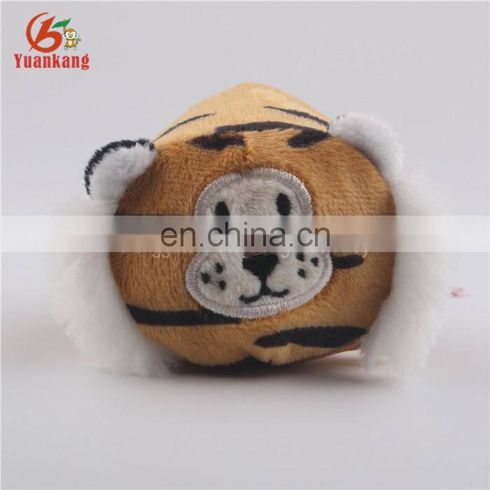 Mini cylinder-shaped 8cm plush keychain tiger toy