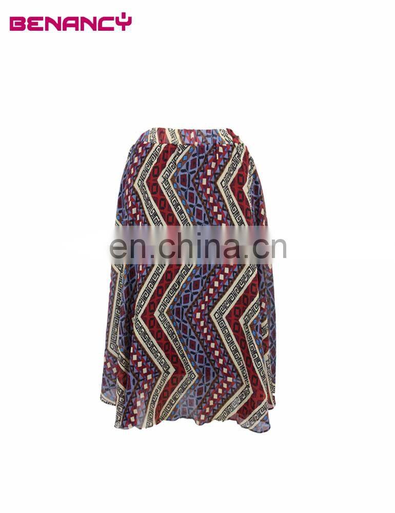 Plisse Chiffon Zigzag Print Crepe Skirt Pleated Skirt Guangzhou