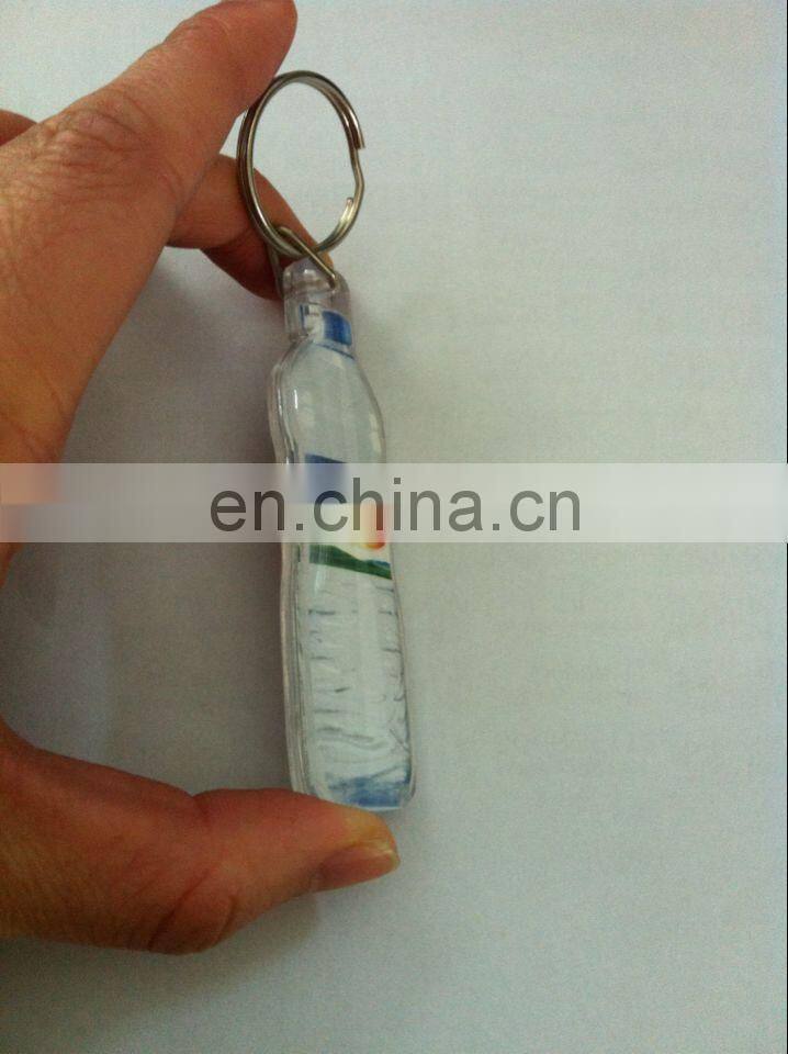 bottle shape printing logo custom acrylic keychain