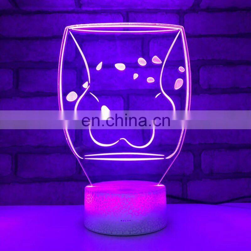 3D led light optical cat paw shaped lamp with touch sensor switch for bedroom