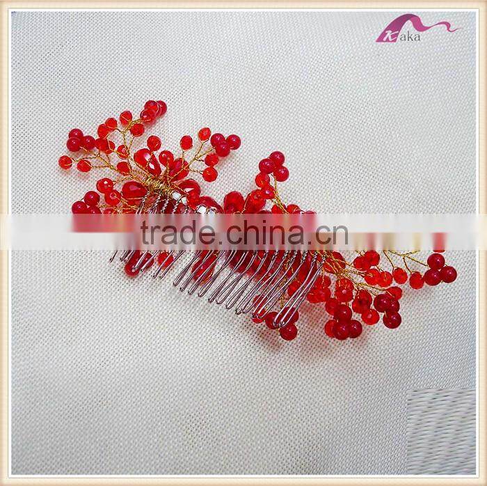 Beaming Red Bridal Wedding Hair Comb Hair Accessories