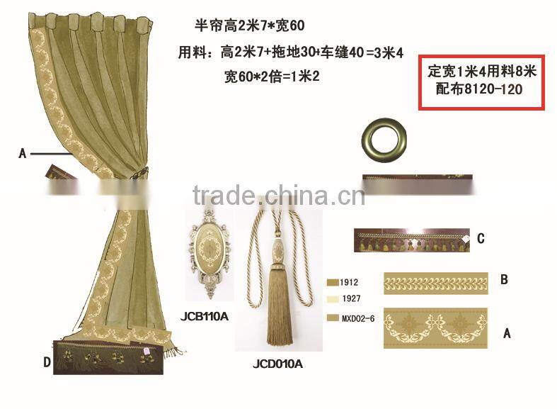 Fontainebleau style---Green gold,curtain tassel fringe,wholesale tassels,tassel and fringe