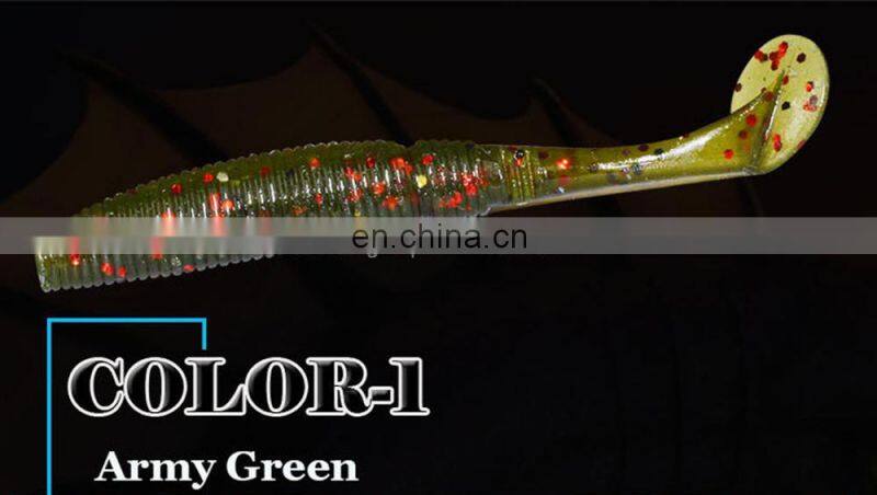 15pcs/bag T Tail Soft Lure 50mm 1g Plastic Fishing Lure Soft Baits Jig Head Texas Rig Bass Fishing Paddle Tail soft Grubs Maggo