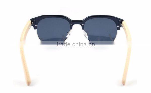 made by hand wood temple semi rimless half frame rimmed polarized sungalsses