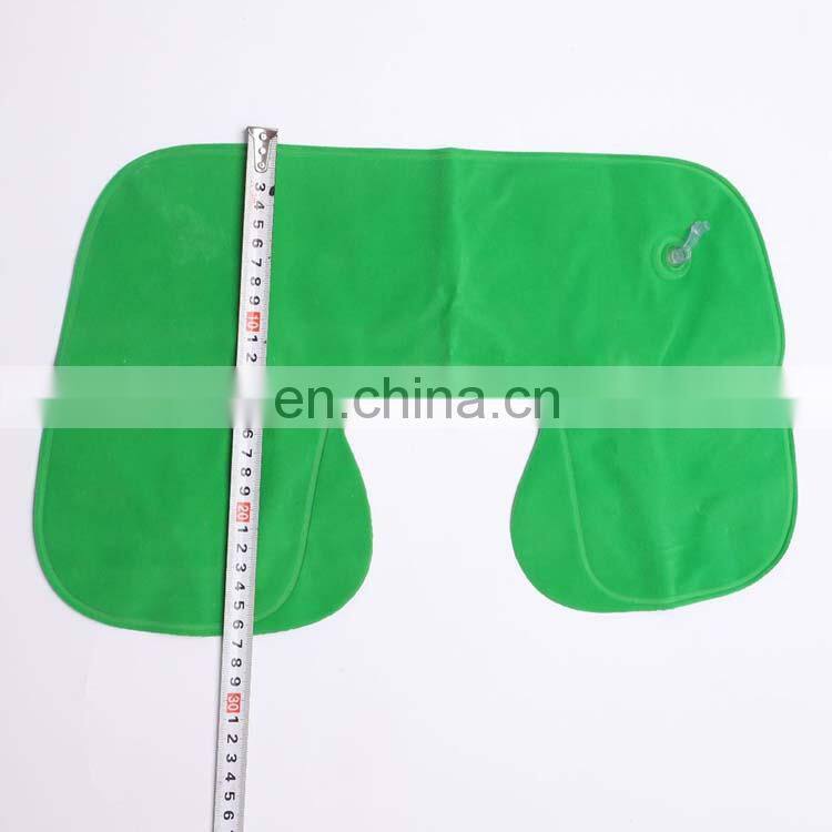 Ready to Ship Foldable PVC Flocking U Shape Air inflatable Travel Neck Pillow For Airplane Travel