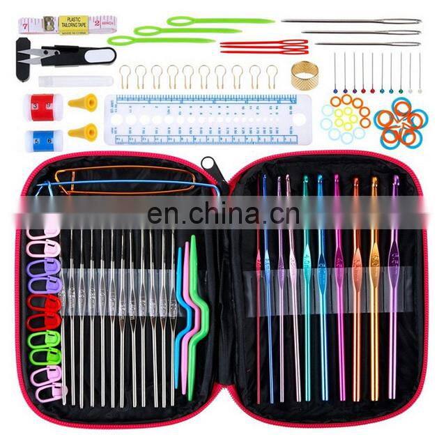 DIY 100PCS Aluminum Colorful Knitting Needle Tool Set Crochet Hook Set
