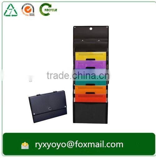 2016 foldable pp plastic multiple pockets hanging file folder with velcro