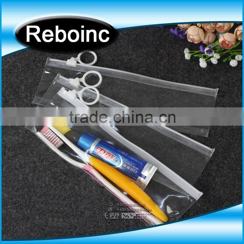Logo printed Slider zipper Clear pvc bag for package Vinyl transparent pvc bag cosmetic packing
