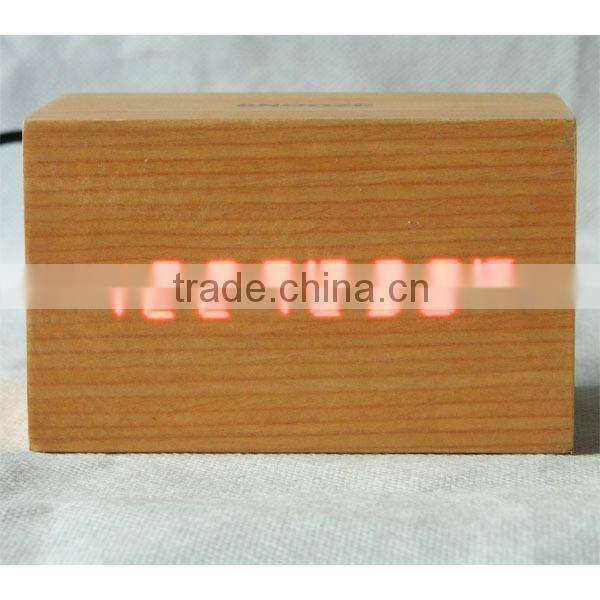 Desk Digital Jumbo LED Wood Clock Vintage Table Wooden Alarm Clock