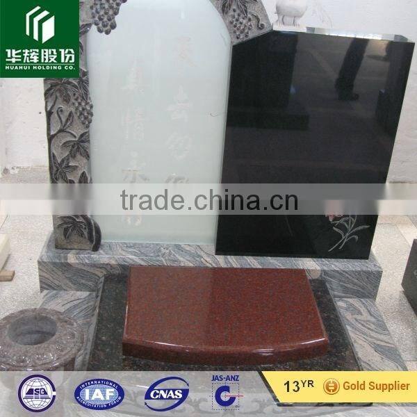 stone carving flower and crosscolor monument slab shanxi black absolut tombstone cheap granite