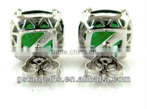 925 Stering Silver Created Emerald Set Jewelry Oval Shape