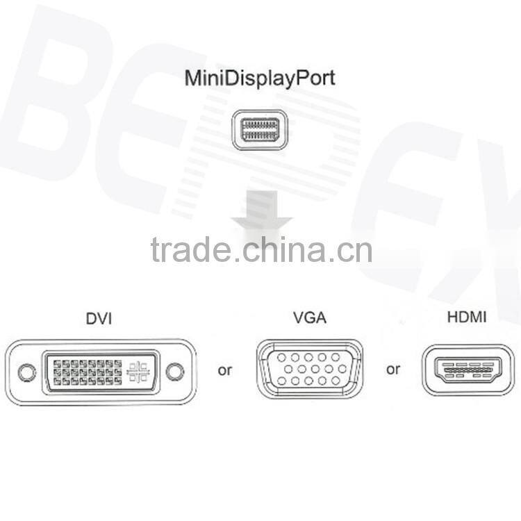 3 in 1 Mini Displayport DP to VGA DVI MDI Adpater Cable for Macbook