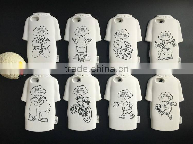 Popular fashion t-shirts design silicone case for iphone 6 with Lanyard