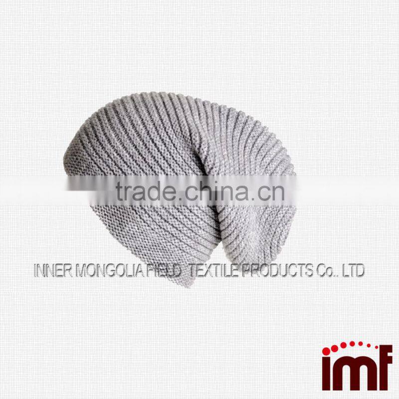 Midnight Navy Blue Chunky Rib Knit Cashmere Slouch Beanie