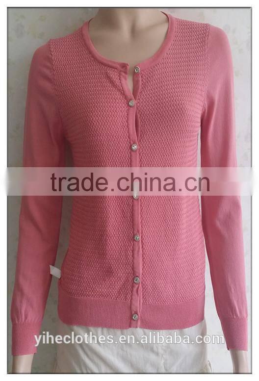 Plaid women knitting wear watermelon red women long sleeve sweater top o-neck cardigan