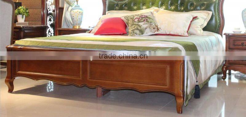 Antique bedroom furniture set solid wood double size bed AET-KM21