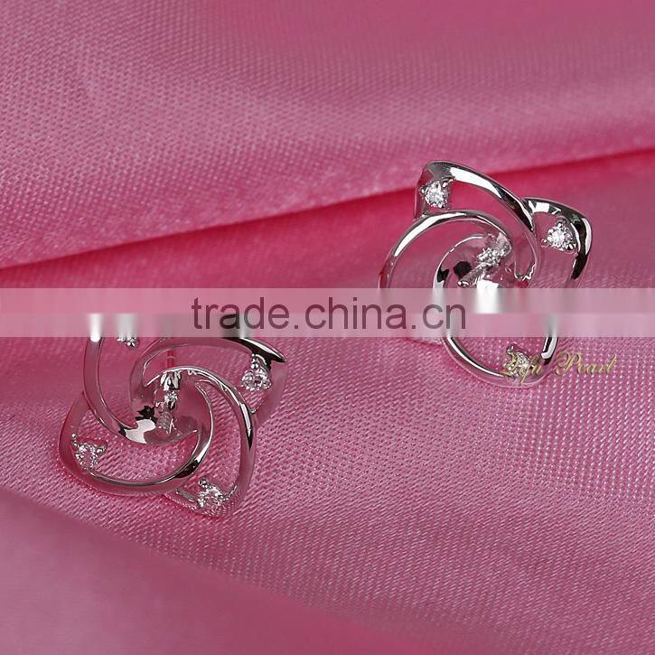 2015 Hot New Pearls Jewelry 18k Gold Pearl Earring Settings and Mountings With Diamonds