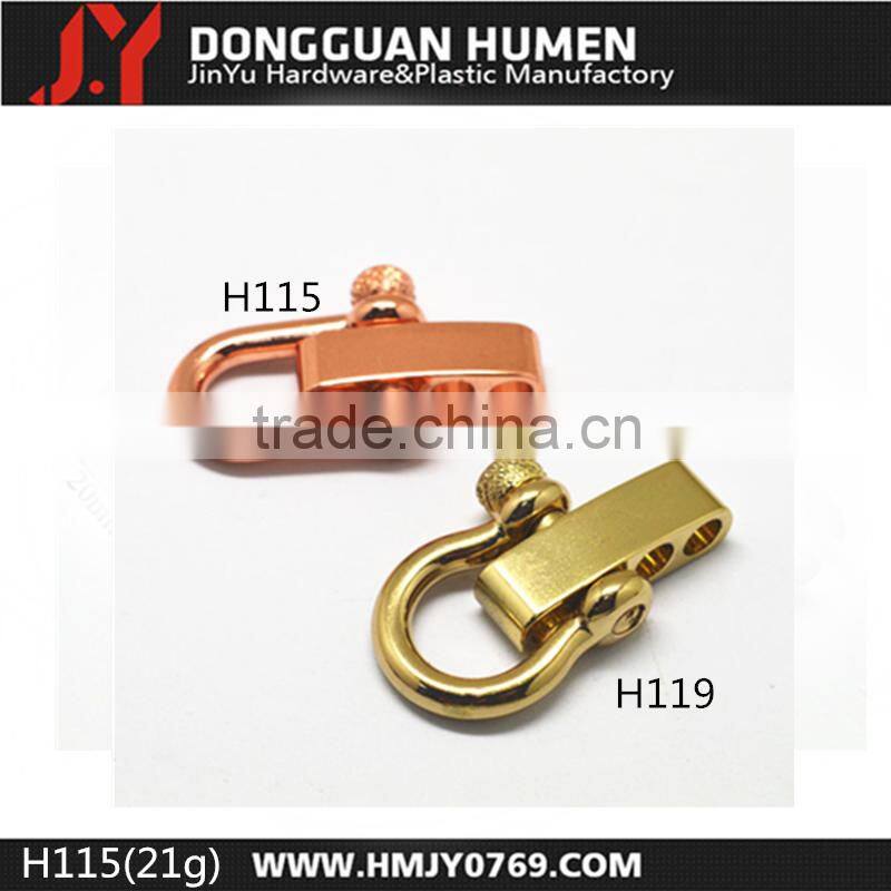 ZInc alloy adjustable shackle buckle , knurled pin shackle in Gunmetal