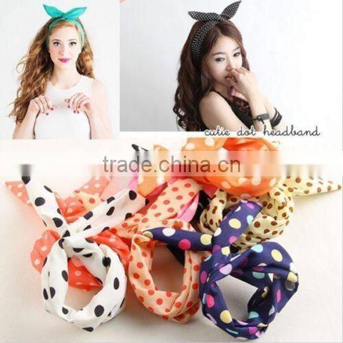 HOT 1 PC Lovely Kids Girls Lady Bow Headwear Hair Bands Hoop Rabbit Ear Wrapped Headband Party Wire Scarf Hair Accessories