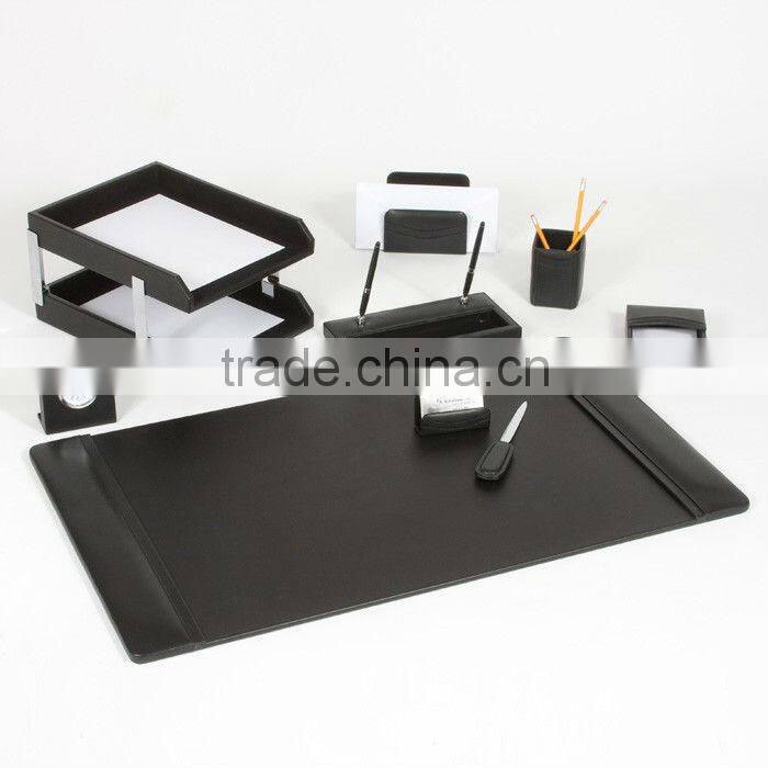 Exquisite Black 9 Pieces Leather Fabric Desk Set