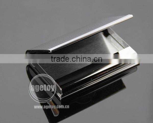New Arrival High-Grade Magnetic Lock Stainless Steel Metal Black Leather Luxury Business Card Case