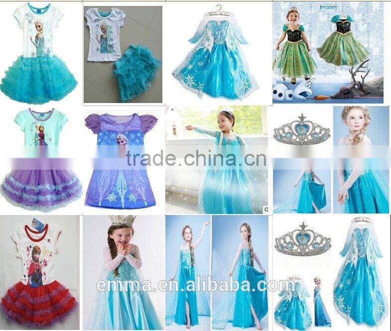 Hot sale snow queen elsa costume elsa dress for children BC2032