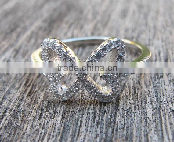 Butterfly Silver Crystal Rings Gemstone Rings Fashion Rings