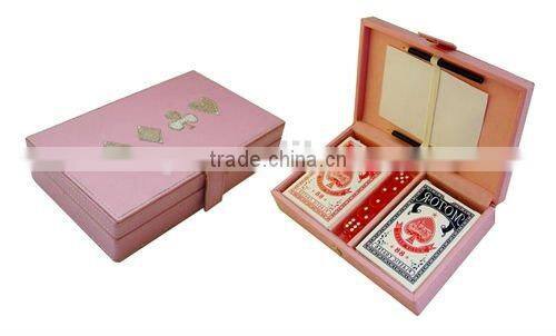 Custom Poker playing card in leather box