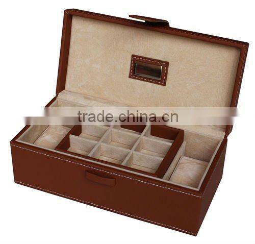 Whoelsale Black Leather gift Cufflinks Box