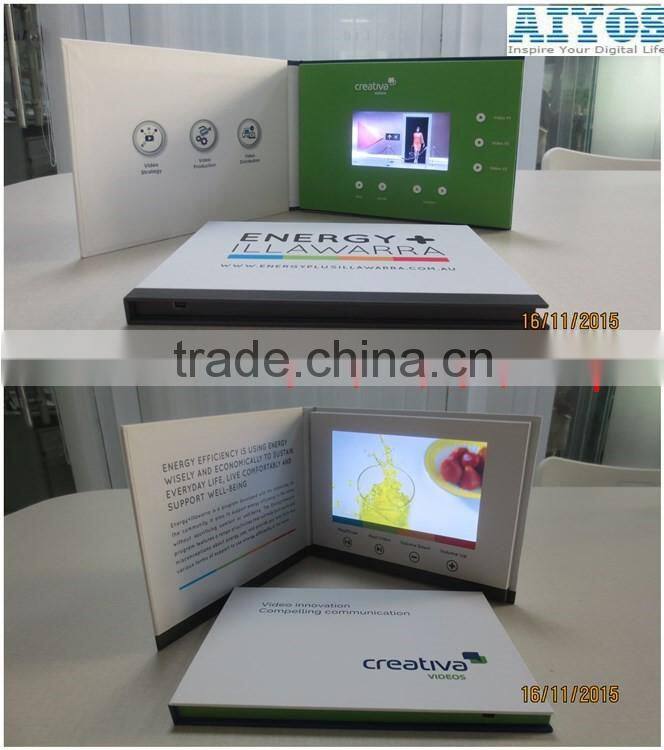 Full color Printed video Book with Lcd Screen (2.4" to 10.1") Video Brochure Card