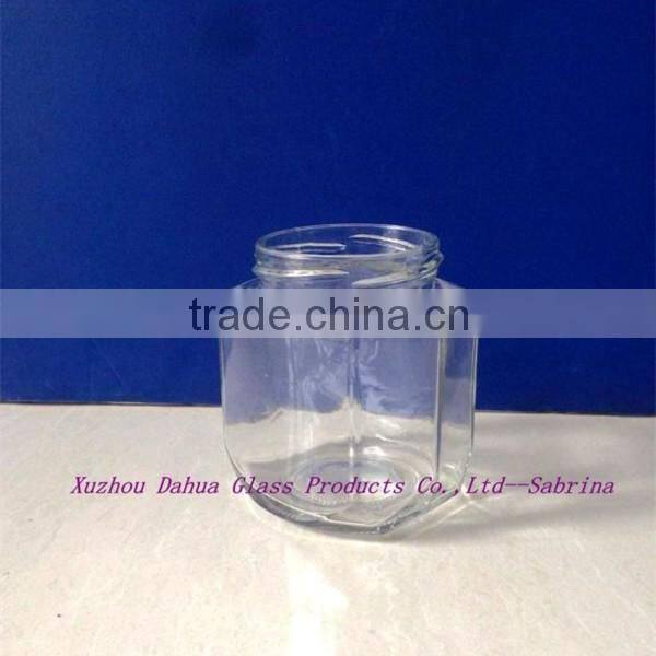 280ml 10oz hexagon glass jar for jam with twist off lid