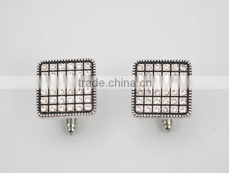 Men's jewelry Square with crystal cufflinks groom cufflinks with crystals