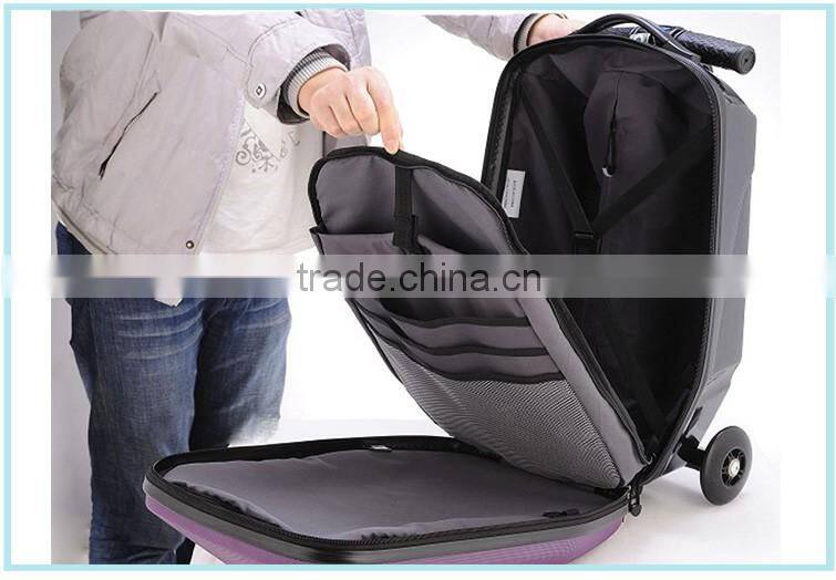 New style airport luggage travel bags luggage scooter suitcase with three wheels