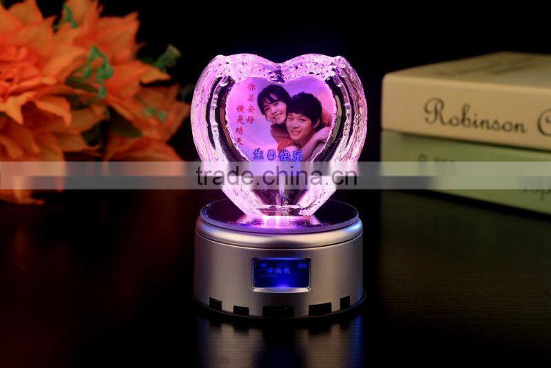 customer design elegant wedding gift 3d laser engraving crystal heart award