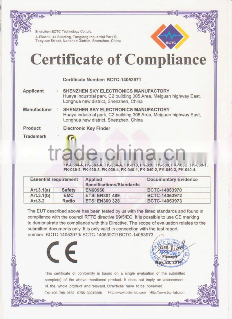 5-in-1 RF Locator Smart Key Finder With Led Light Remot Control Key Chain Sticker Key Finder