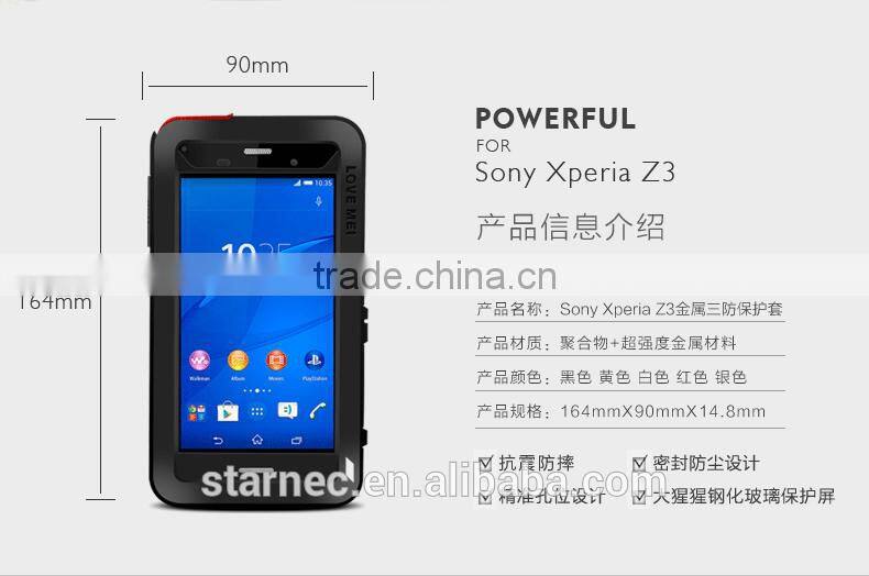 Love Mei Cell Phone Case Gorilla Glass Waterproof Case Cover For Sony Xperia Z3