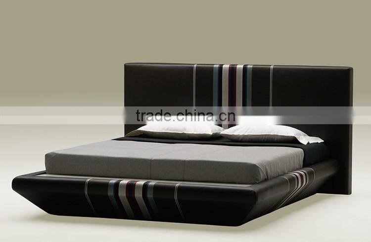2016 Luxury bedroom fancy furniture PU leather bed double size beds