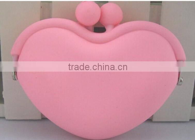Cute Silicone Custom Print Red Heart Shaped Coin Purses For Ladies