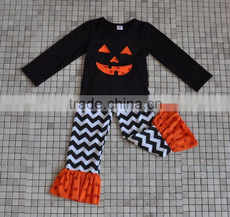 Handmade 100% cotton western girl cat embroidery long sleeve halloween boutique outfit
